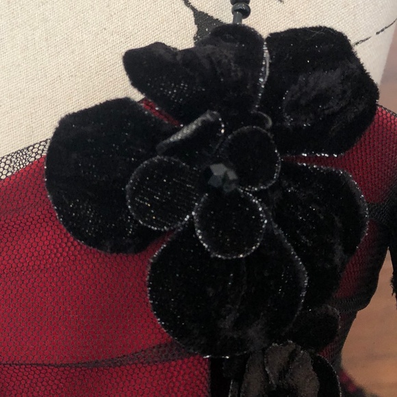 Sexy Corset Top Beaded Spaghetti Strap Red Black - Picture 3 of 3